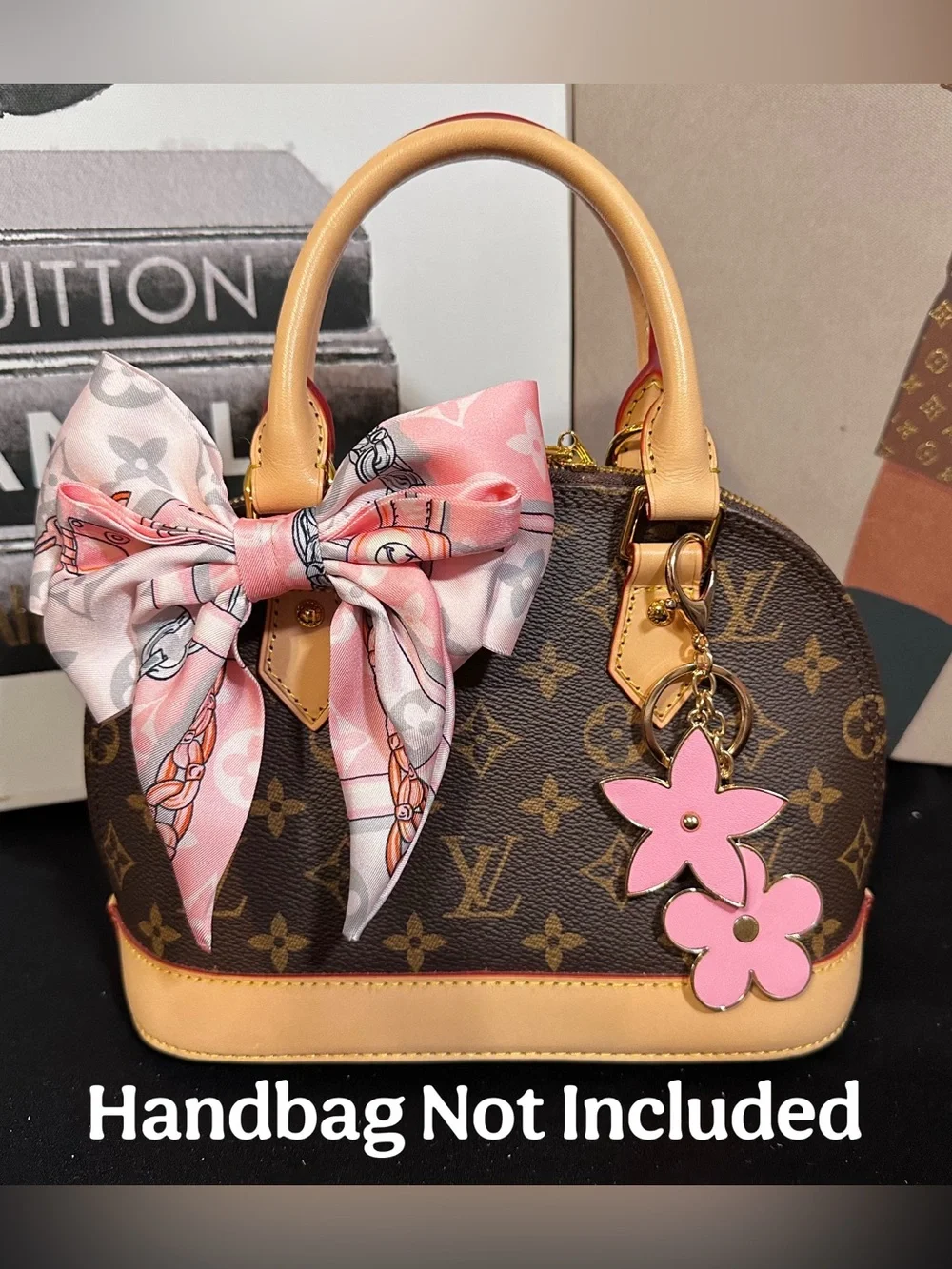 Pink Silk Bow + Pink Charm Set —Handbag not Included